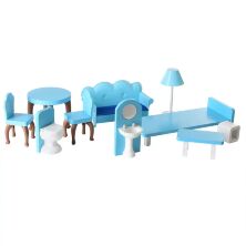 Дерев'яний триповерховий будиночок для ляльок Bambi MD 2413 Ляльковий з меблями / рожевий**