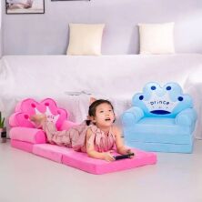 Дитяче м'яке крісло-диван-трансформер для дівчинки плюшеве рожеве "Принцеса"