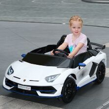 Дитячий одномісний електромобіль Lamborghini M 6026EBLR-1(24V) шкіряне сидіння білий