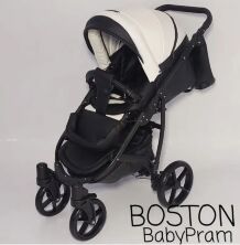 Універсальна Всесезонна Дитяча коляска Трансформер 2в1 BOSTON з Люлькою і підсклянником. Еко Шкіра Біла