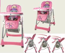 Дитячий Пластиковий Стільчик для годування Складаний C0102 "Бегемотик" Рожевий для дівчинки