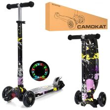 Дитячий складаний триколісний самокат алюмінієвий iTrike JR3-055-WP11 MAXI / колеса світло / колір прінт