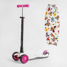 Триколісний дитячий САМОКАТ Best Scooter MAXI S-11506 кермо знімне / колеса PU зі світлом /рожевий для дівчини