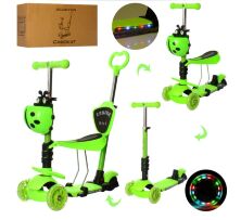 Триколісний самокат беговел дитячий 5 в 1 iTrike JR3-077-GR MAXI Божа корівка з кошиком / колір зелений