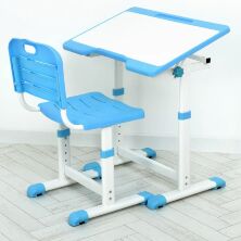 Дитяча пластикова парта зі стільчиком A60-4 регульована висота і стільниця Синя