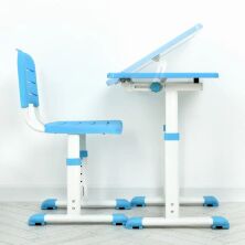 Дитяча пластикова парта зі стільчиком A60-4 регульована висота і стільниця Синя