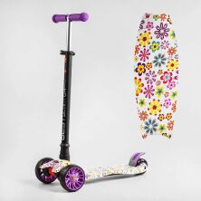Триколісний дитячий САМОКАТ Best Scooter MAXI S-11607 кермо знімне / колеса PU зі світлом / фіолетовий