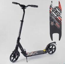 Двоколісний Самокат складаний алюмінієвий Best Scooter 54394 з двома амортизаторами / колір чорний