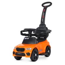Дитяча каталка-толокар M 4848L-7 BMW Машина з батьківською ручкою, шкіряне сидіння, музика та світло, помаранчева