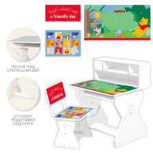 Дитяча дерев'яна парта зі стільчиком Winnie the Pooh PL-2021-02 Вінні Пух з поличками / колір білий