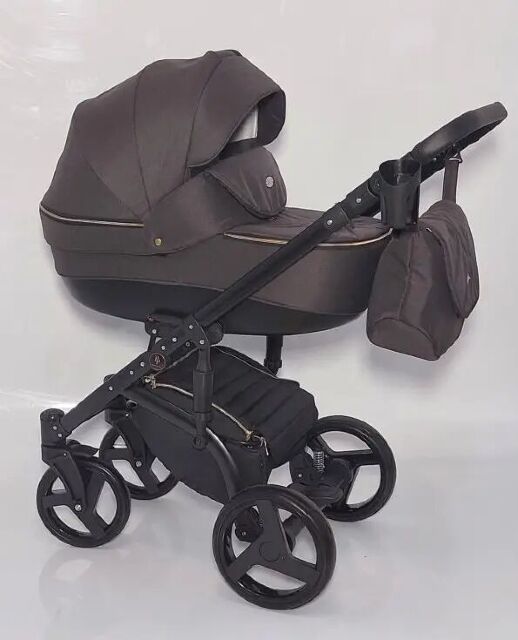 Универсальная детская коляска трансформер 2 в 1 Bellini текстиль коричневая