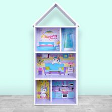 Будиночок-стелаж-полиця для іграшок і книг H 2020-1-2 фіолетовий єдиноріг**