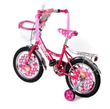 Велосипед дитячий двоколісний для дівчинки 1702-16 колеса 16д з кошиком / малиновий