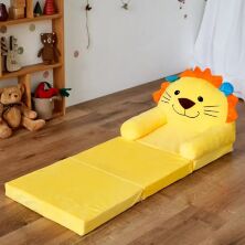 Дитяче м'яке крісло-диван-трансформер для дівчинки/хлопчика плюшеве жовте "Левеня"