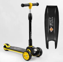 Самокат дитячий триколісний Best Scooter 84377 складаний алюм.руль/колеса ПУ зі світлом/жовтий