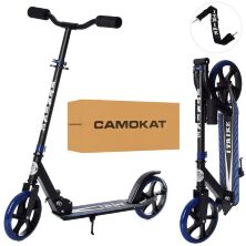 Складаний двоколісний дитячий самокат iTrike SR2-010-10-B-BL підлітковий з підніжкою і ременем / Чорно-синій