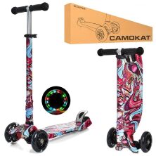 Дитячий складаний триколісний самокат алюмінієвий iTrike JR3-055-WP14 MAXI / колеса світло / колір прінт**