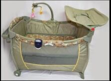 Дитячий Манеж-ліжко ігровий Sigma FET з пеленатором та ігровими підвісками / сірий