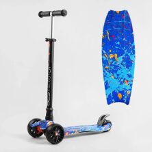 Триколісний дитячий САМОКАТ Best Scooter MAXI S-12107 кермо знімне / колеса PU зі світлом  / синій