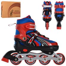 Розсувні ролики PROFI A4146-L-R алюмінієва рама/розмір 39-42 устілка 23.7 см/колеса ПУ 70 мм/ червоні