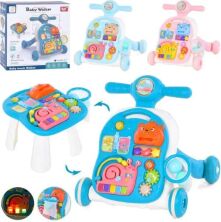 Каталка-Ходунки-Ігровий столик 2в1 з кільцем, піаніно, світлові та звукові ефекти Рожеві 962-964-965