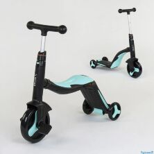 Самокат беговел велобіг від велосипед дитячий Best Scooter 3 в 1 JT 20255 мелодії світло блакитний