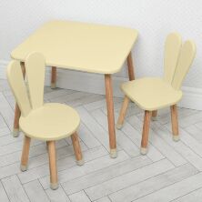 Дитячий столик з двома стільчиками Bambi 04-025BEIGE+1 дерев'яний (МДФ) / колір бежевий**
