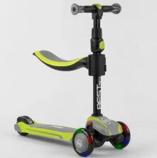 Самокат дитячий триколісний Best Scooter JS-20815 зі знімним сидінням / алюмінієвий кермо / салатовий