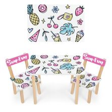 Дитячий стіл з двома стільчиками Bambi 501-130-1Б Фрукти та морозиво **