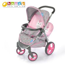Коляска для ляльок двомісна HAUCK D-86006 Лялькова літня прогулянкова з козирком і кошиком / "Єдиноріжок"