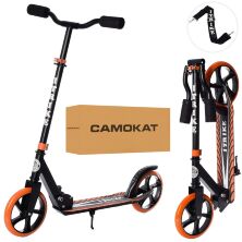 Складаний двоколісний дитячий самокат iTrike SR2-010-10-B-OR підлітковий з підніжкою і ременем / Чорно-оранжев