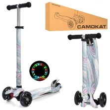 Дитячий складаний триколісний самокат алюмінієвий iTrike JR3-055-WP16 MAXI / колеса світло / колір прінт**
