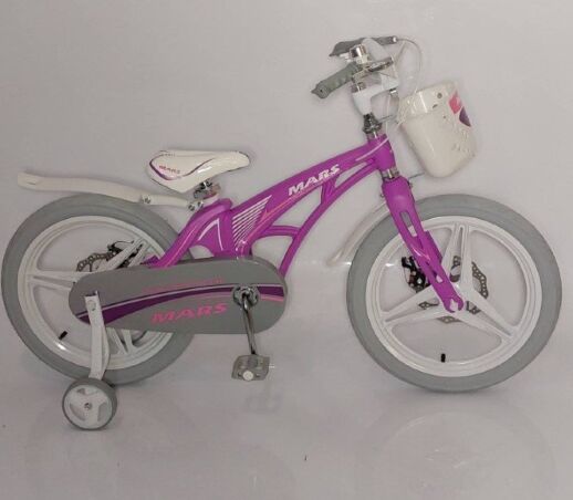 Дитячий двоколісний велосипед 20 дюймів MARS-1 з кошиком Магнієва рама та диски Для дівчинки Рожевий