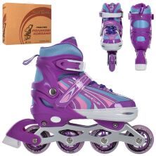 Розсувні жіночі ролики PROFI A4146-L-V алюмін. рама/ розмір 39-42 устілка 23.7 см/колеса ПУ 70 мм/фіолет