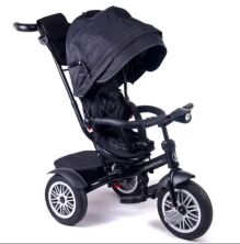 ⏩ Велосипед дитячий триколісний Baby Trike 3-х колісний з надувними колесами фарою 6188 чорний