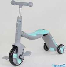 Самокат беговел велобіг від велосипед дитячий Best Scooter 3 в 1 JT 10181 мелодії світло сіро-блакитний