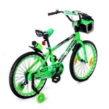 Велосипед дитячий двоколісний 2086-20 колеса 20д зі світною рамою і кошиком / салатовий