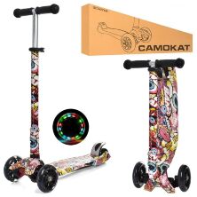 Дитячий складаний триколісний самокат алюмінієвий iTrike JR3-055-WP17 MAXI / колеса світло / колір прінт**