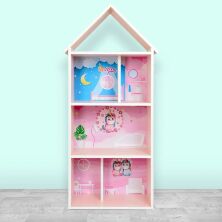 Будиночок-стелаж-полиця для іграшок і книг H 2020-4-1 рожевий Єдиноріг