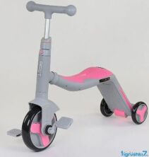 Самокат беговел велобіг від велосипед дитячий Best Scooter 3 в 1 JT 90601 мелодії світло сіро-рожевий