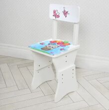 Дитяча парта регульована шкільна зі стільцем 904-109 біла / малюнок Кошеня**