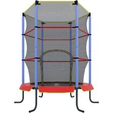 Спортивний батут круглий RJ-0084 діаметр 140см на пружинах з сіткою 150см / колір синій