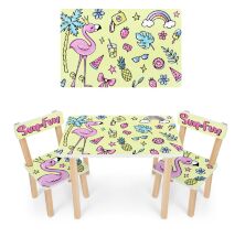 Дитячий стіл з двома стільчиками Bambi 501-131F Фломинго**