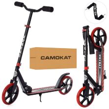 Складаний двоколісний дитячий самокат iTrike SR2-010-10-B-R підлітковий з підніжкою і ременем / Чорно-червоний