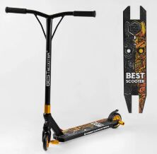 Трюковий двоколісний самокат Best Scooter 51738 з ПЕГАМ / HIC-система / Алюмінієвий диск і дека / золотий