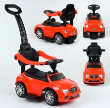 Дитяча каталка толокар штовхач Машина JOY 806 S-17430 з батьківською ручкою та музичним рулем / червоний
