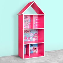 Домик-стеллаж-полка для игрушек и книг H 2020-6-1 Кукла LOL малиновый