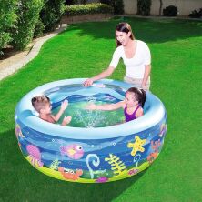 Дитячий надувний басейн Bestway 51028 з ремонтним набором Морські мешканці
