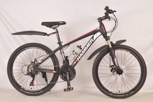 Велосипед спортивний MTB 24 дюйми Hammer NEW S200 рама 14 дюймів, промпідшипник, покришка GST JET ARMOR, чорний