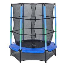 Спортивний батут круглий RJ-0084 діаметр 140см на пружинах з сіткою 150см / колір синій